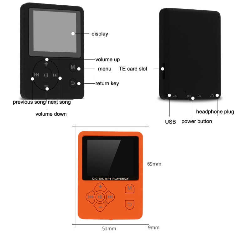 T69 Card Lyrics Synchronization Lossless Sound Quality MP4 Player, Style: Round Button(Black) - MP4 Player by PMC TechLife | Online Shopping South Africa | PMC TechLife