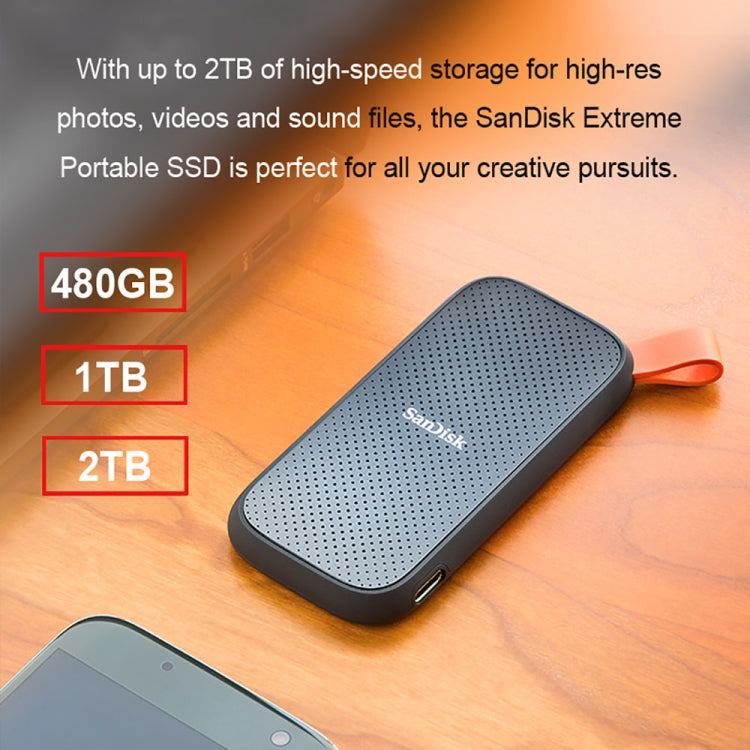 SanDisk E30 High Speed Compact USB3.2 Mobile SSD Solid State Drive, Capacity: 480GB - External Solid State Drives by SanDisk | Online Shopping South Africa | PMC Jewellery | Buy Now Pay Later Mobicred