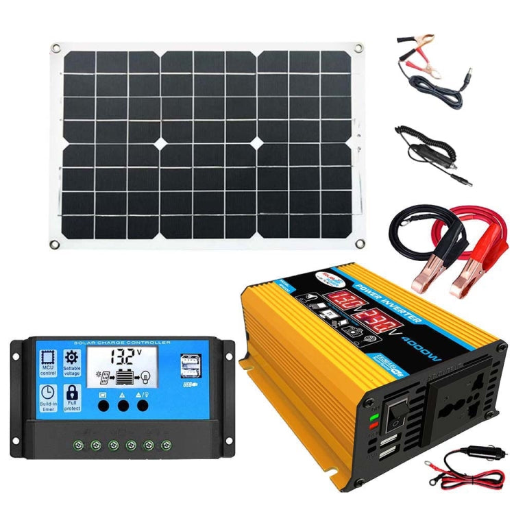 Solar Power System Inverter 30A Controller+18W 12V Solar Panel, Specification: Yellow 12V To 110V - Charger by PMC Jewellery | Online Shopping South Africa | PMC Jewellery | Buy Now Pay Later Mobicred