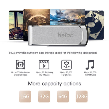 Netac U388 High Speed USB3.0 Metal Rotating Car Computer U Disk, Capacity: 128GB - USB Flash Drives by Netac | Online Shopping South Africa | PMC Jewellery | Buy Now Pay Later Mobicred