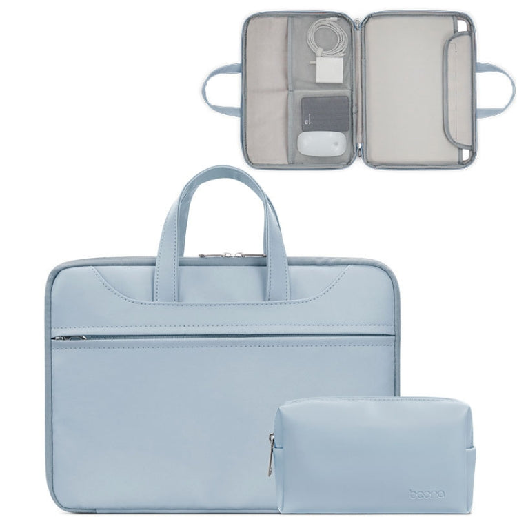 Baona BN-Q006 PU Leather Full Opening Laptop Handbag For 14 inches(Sky Blue+Power Bag) - 15 inch by Baona | Online Shopping South Africa | PMC Jewellery | Buy Now Pay Later Mobicred