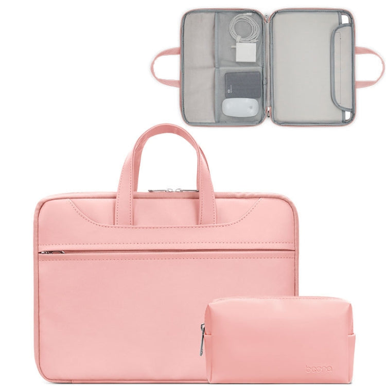 Baona BN-Q006 PU Leather Full Opening Laptop Handbag For 15/15.6/16 inches(Pink+Power Bag) - 15.6 - 17 inch by Baona | Online Shopping South Africa | PMC Jewellery | Buy Now Pay Later Mobicred