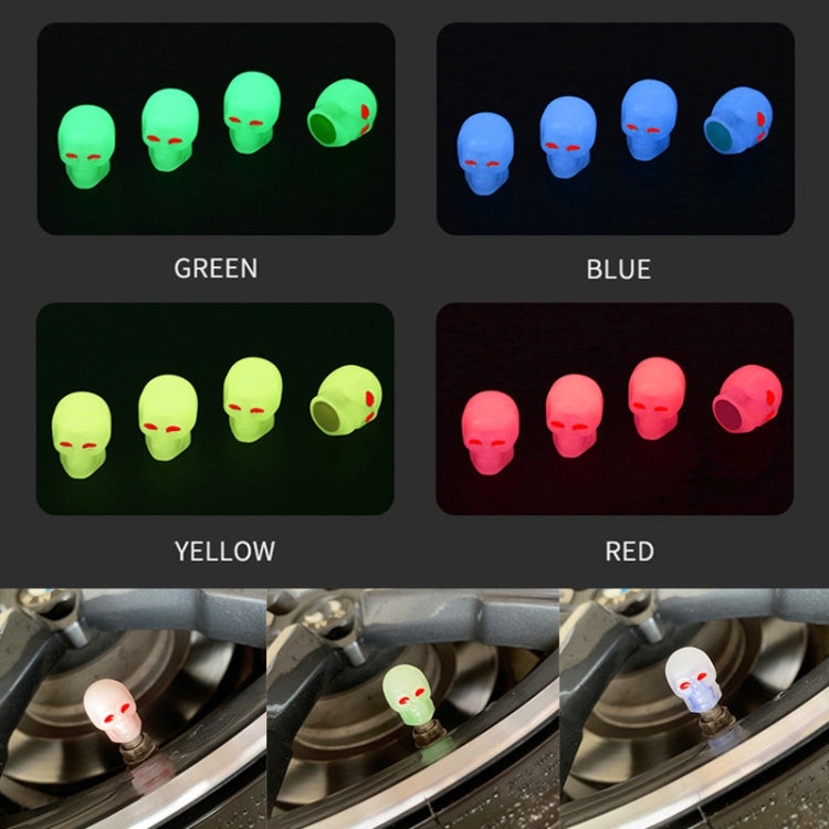 1 Sets Car Tire Luminous Valve Cap Motorcycle Skull Valve Core Cap(Blue) - Tire Valve Caps by PMC Jewellery | Online Shopping South Africa | PMC Jewellery