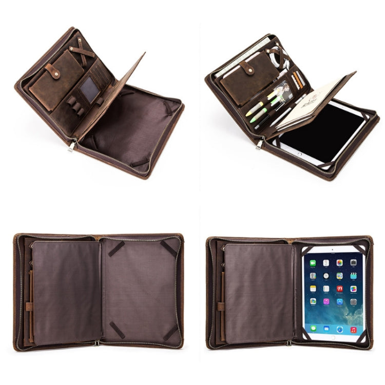 Crazy Horse Leather Pen Slot Zipper Multifunctional Tablet Cover For IPad Pro 9.7/10.5/11 Inch(Light Brown) - iPad Pro 11 (2022/2021) Cases by PMC Jewellery | Online Shopping South Africa | PMC Jewellery