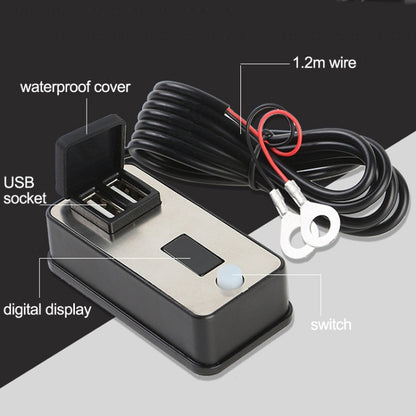 Digital Display Dual USB Universal Waterproof Motorcycle Mobile Phone Charger(2.4A 12-24V) - Battery Charger by PMC Jewellery | Online Shopping South Africa | PMC Jewellery | Buy Now Pay Later Mobicred