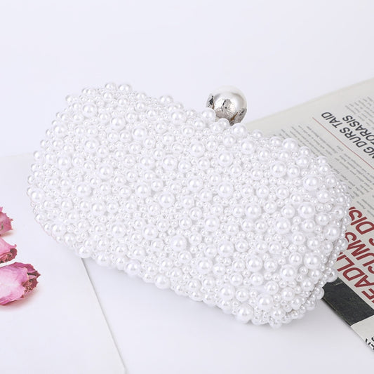 Pearl Evening Bag Soft Face Lock Ladies Shoulder Bag Crossbody Small Square Bag(White) - Single-shoulder Bags by PMC Jewellery | Online Shopping South Africa | PMC Jewellery