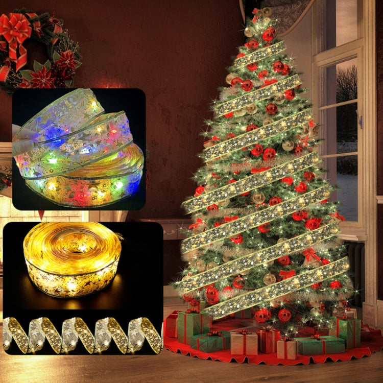 Christmas LED Lights Bronzing Double Ribbon String Lights, Specification: 10m(Gold Warm Light) - Decoration Lamps by PMC Jewellery | Online Shopping South Africa | PMC Jewellery