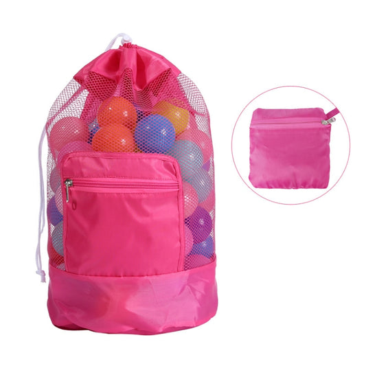 Double Shoulder Mesh Backpack Toy Storage Beach Bag For Children(Rose Red) - Storage Bags by PMC Jewellery | Online Shopping South Africa | PMC Jewellery | Buy Now Pay Later Mobicred