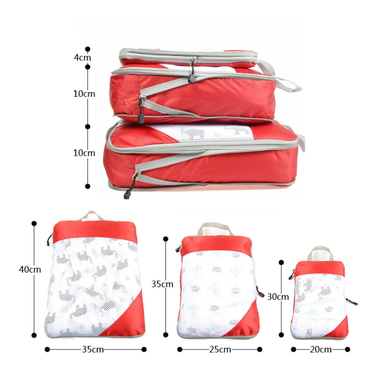 3 PCS/Set Travel Waterproof Compression Clothes Storage Bag(Red With Net) - Storage Bags by PMC Jewellery | Online Shopping South Africa | PMC Jewellery