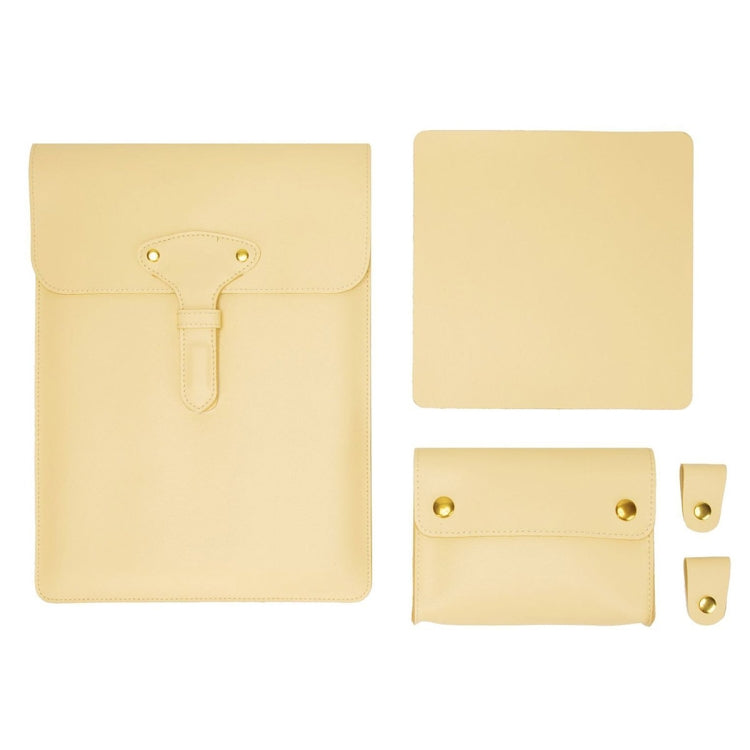 S177 3 In 1 Leather Waterproof Laptop Liner Bags, Size: 13 inches(Light Yellow) - 13.3 inch by PMC Jewellery | Online Shopping South Africa | PMC Jewellery | Buy Now Pay Later Mobicred