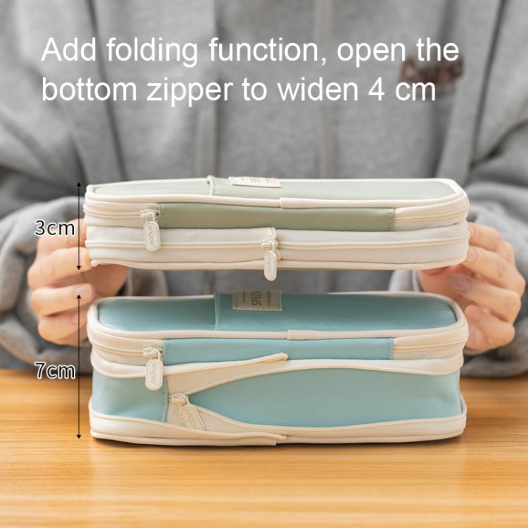 Angoo Macaron Double-layer Retractable Large-capacity Pencil Case Stationery Box(Dark Blue) - File Folder by Angoo | Online Shopping South Africa | PMC TechLife | Buy Now Pay Later Mobicred