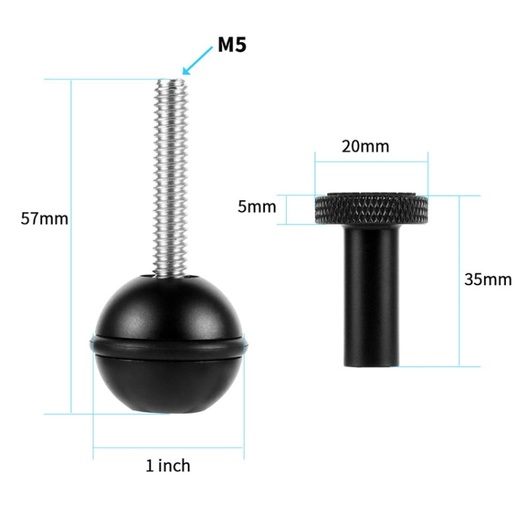 Ball Head Adapter Adjustable Screw Fixed Mount  Camera Underwater Diving Photography Lights Bracket(M5 Screw Black) - Connection Mount by PMC Jewellery | Online Shopping South Africa | PMC Jewellery | Buy Now Pay Later Mobicred