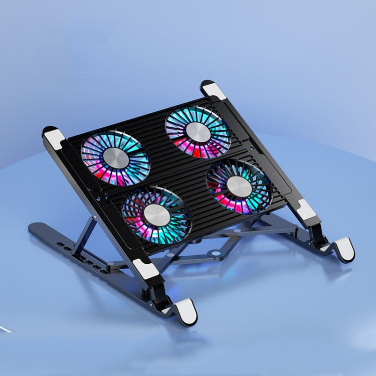 Laptop Radiator Bracket Folding Storage Air-cooled Cooling Base,Style: Four Fan - Cooling Pads by PMC Jewellery | Online Shopping South Africa | PMC Jewellery | Buy Now Pay Later Mobicred