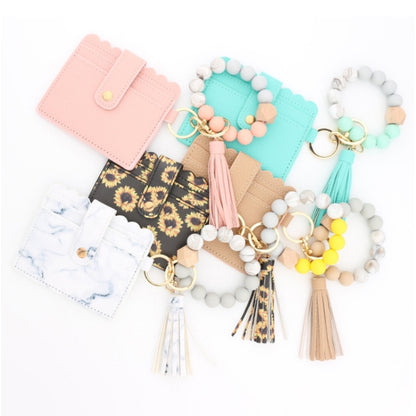 PU Tassel Silicone Bead Bracelet Wallet With Keychain, Color: Marble - Wallets by PMC Jewellery | Online Shopping South Africa | PMC Jewellery