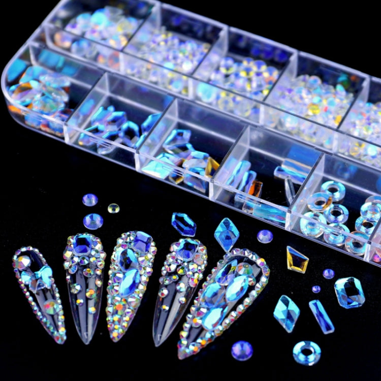 12 Grid Flat Bottom Shaped Nail Rhinestones Nail Decoration, Specification: 02 - Nail Stickers by PMC Jewellery | Online Shopping South Africa | PMC Jewellery | Buy Now Pay Later Mobicred