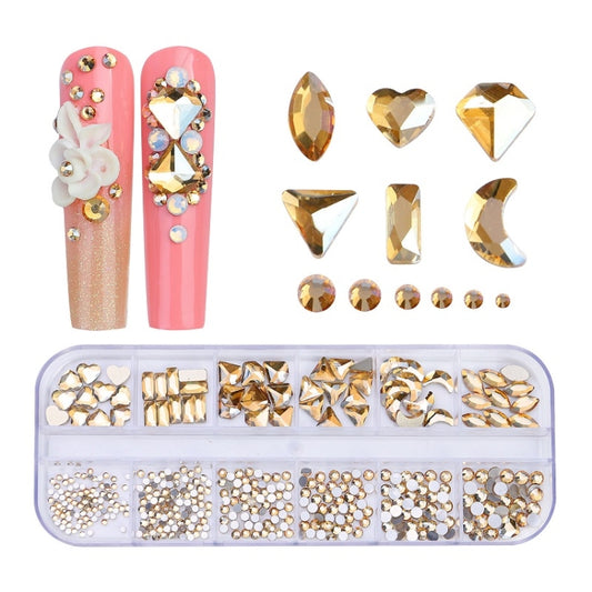 12 Grid Flat Bottom Shaped Nail Rhinestones Nail Decoration, Specification: 06 - Nail Stickers by PMC Jewellery | Online Shopping South Africa | PMC Jewellery | Buy Now Pay Later Mobicred