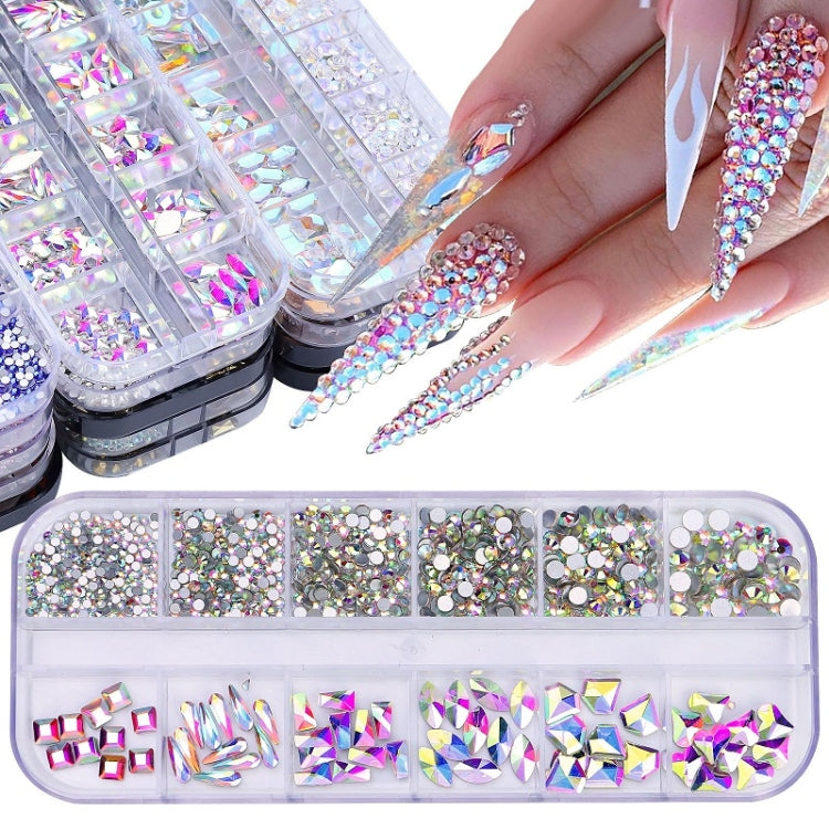 12 Grid Flat Bottom Shaped Nail Rhinestones Nail Decoration, Specification: 15 - Nail Stickers by PMC Jewellery | Online Shopping South Africa | PMC Jewellery | Buy Now Pay Later Mobicred