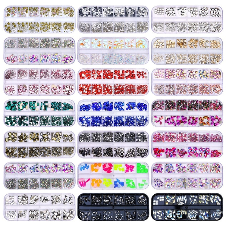 12 Grid Flat Bottom Shaped Nail Rhinestones Nail Decoration, Specification: 18 - Nail Stickers by PMC Jewellery | Online Shopping South Africa | PMC Jewellery | Buy Now Pay Later Mobicred