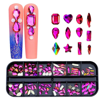 12 Grid Flat Bottom Shaped Nail Rhinestones Nail Decoration, Specification: 22 - Nail Stickers by PMC Jewellery | Online Shopping South Africa | PMC Jewellery | Buy Now Pay Later Mobicred