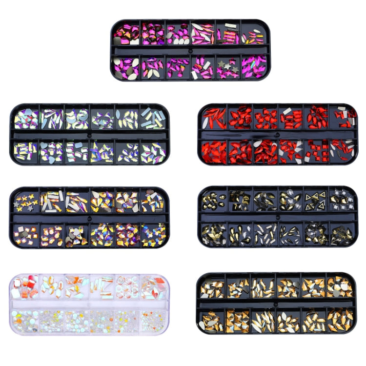 12 Grid Flat Bottom Shaped Nail Rhinestones Nail Decoration, Specification: 25 - Nail Stickers by PMC Jewellery | Online Shopping South Africa | PMC Jewellery | Buy Now Pay Later Mobicred