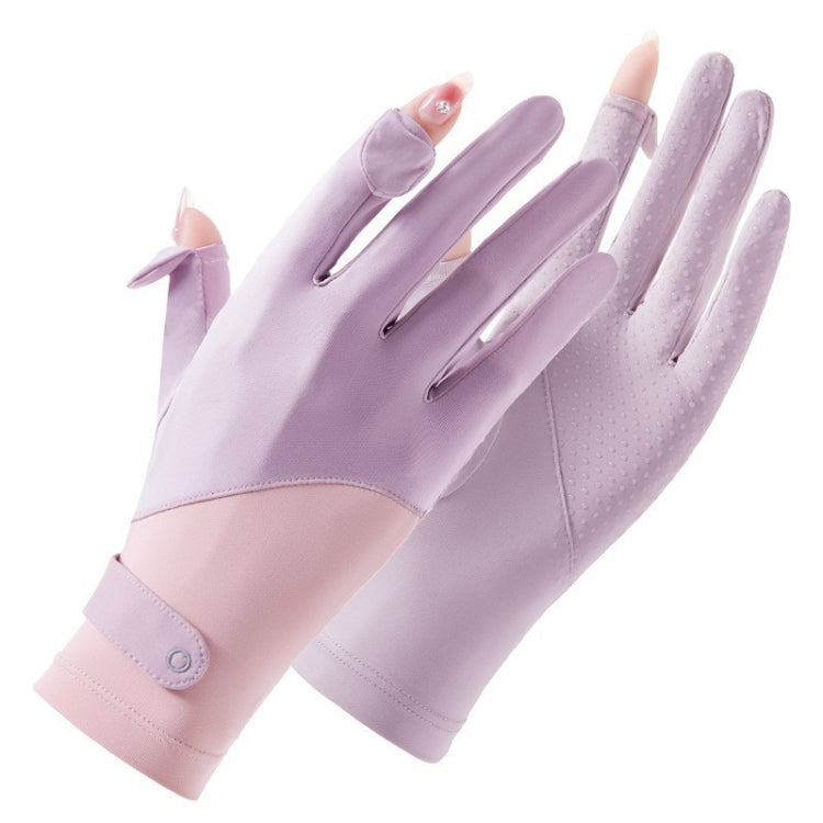 FSN02 1pair UV Resistant Ice Silk Breathable Cool Non-Slip Cycling Driving Thin Gloves Free Code(Purple Pink) - Safety Gloves by PMC Jewellery | Online Shopping South Africa | PMC Jewellery