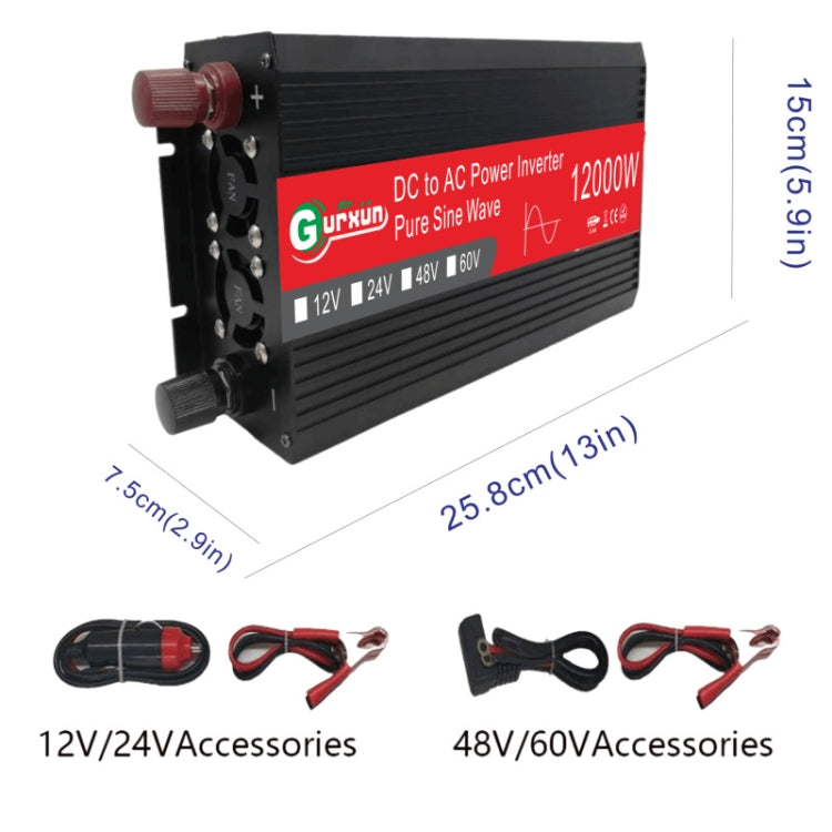 Gurxun 12000W High Power Household Car Sine Wave Inverter, Specification: 48V To 220V - Pure Sine Wave by PMC Jewellery | Online Shopping South Africa | PMC Jewellery