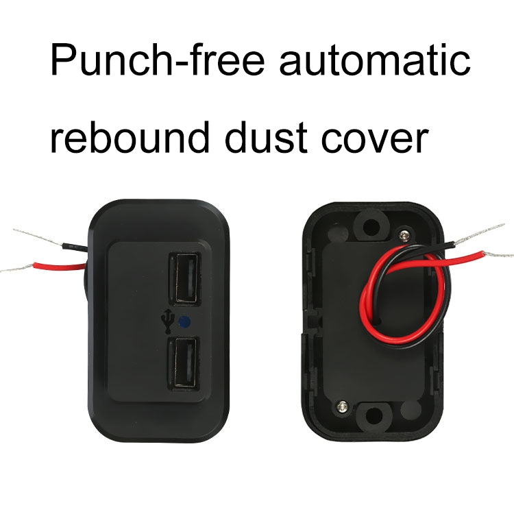 4.8A Punch-Free Automatic Spring Cover RV Bus Modified Dual USB Car Charger(Black) - DIY Modified Charger by PMC Jewellery | Online Shopping South Africa | PMC Jewellery | Buy Now Pay Later Mobicred