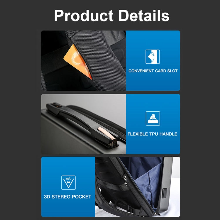 Bopai 61-93318A Hard Shell Waterproof Expandable Backpack with USB Charging Hole, Spec: Password (Silver) - free shipping - PMC Jewellery - Order now!