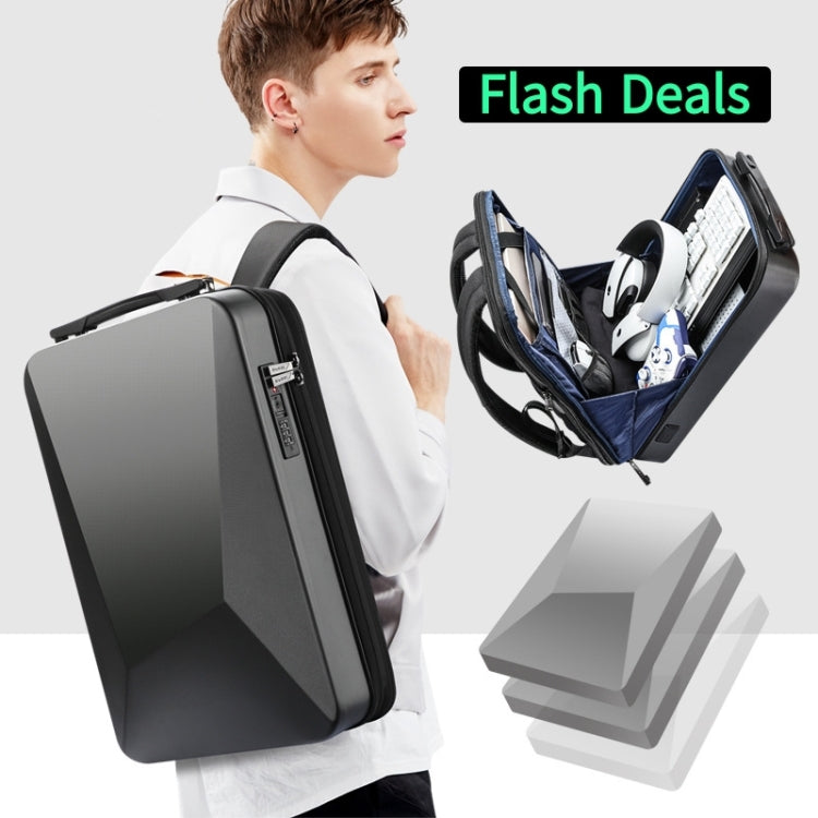 Bopai 61-93318A Hard Shell Waterproof Expandable Backpack with USB Charging Hole, Spec: Password (Silver) - free shipping - PMC Jewellery - Order now!