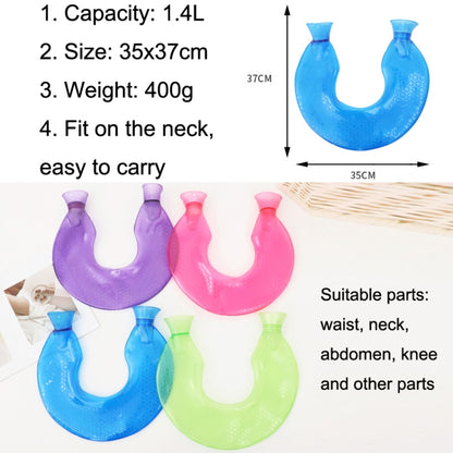 U-shaped PVC Hot Compress Shoulder And Neck Explosion-proof Water Injection Hot Water Bag(Blue + Green Snowflake Knitted) - Hot Water Bags by PMC Jewellery | Online Shopping South Africa | PMC Jewellery | Buy Now Pay Later Mobicred