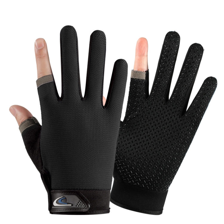 1 Pair QX0008 Outdoor Sunscreen Non-Slip Exposed Two-Finger Fishing Gloves, Size: Free Size(Black) - Safety Gloves by PMC Jewellery | Online Shopping South Africa | PMC Jewellery