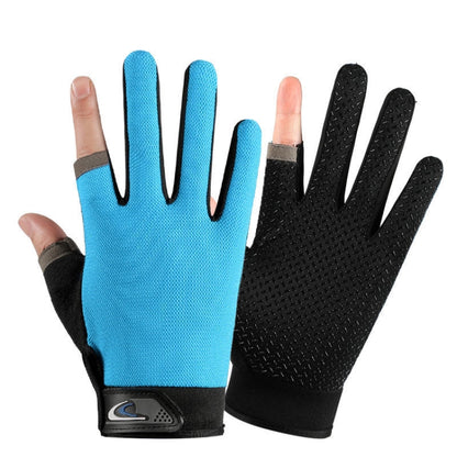 1 Pair QX0008 Outdoor Sunscreen Non-Slip Exposed Two-Finger Fishing Gloves, Size: Free Size(Light Blue) - Safety Gloves by PMC Jewellery | Online Shopping South Africa | PMC Jewellery