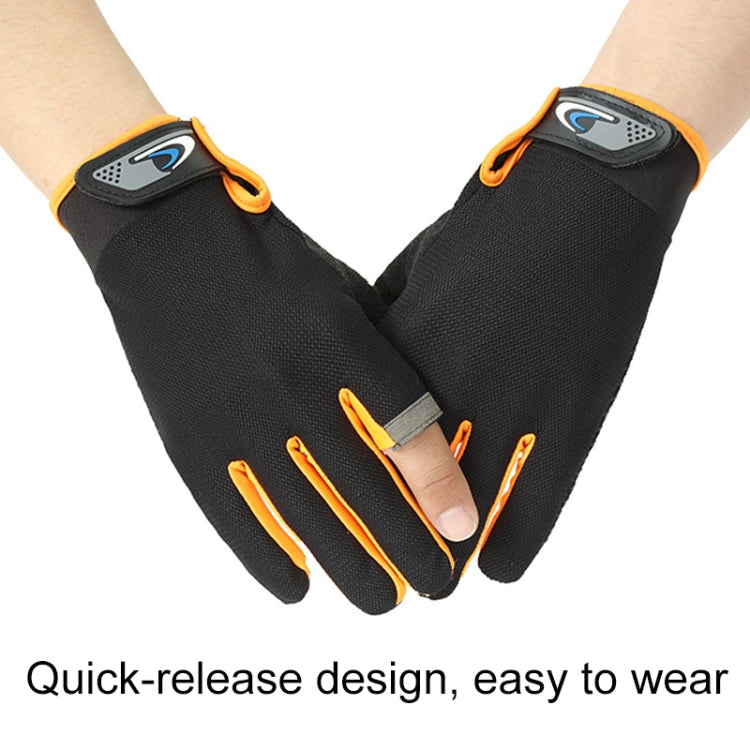 1 Pair QX0008 Outdoor Sunscreen Non-Slip Exposed Two-Finger Fishing Gloves, Size: Free Size(Black) - Safety Gloves by PMC Jewellery | Online Shopping South Africa | PMC Jewellery