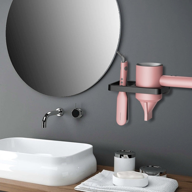 2-in-1 Hair Dryer Wall Mount Bracket Bathroom Shelf(White) - Shelves by PMC TechLife | Online Shopping South Africa | PMC TechLife