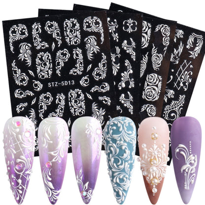 5D Three-dimensional Carved Nail Art Stickers Rose Pattern Embossed Nail Stickers(Stz-5D09) - Nail Stickers by PMC Jewellery | Online Shopping South Africa | PMC Jewellery | Buy Now Pay Later Mobicred