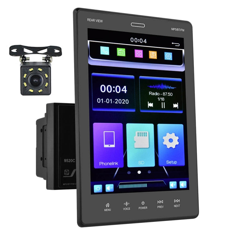 9520C Double Spindle 9.5 inch Vertical Screen Car MP5 Player, Style: Standard+8 Light Camera - Car MP3 & MP4 & MP5 by PMC Jewellery | Online Shopping South Africa | PMC Jewellery | Buy Now Pay Later Mobicred