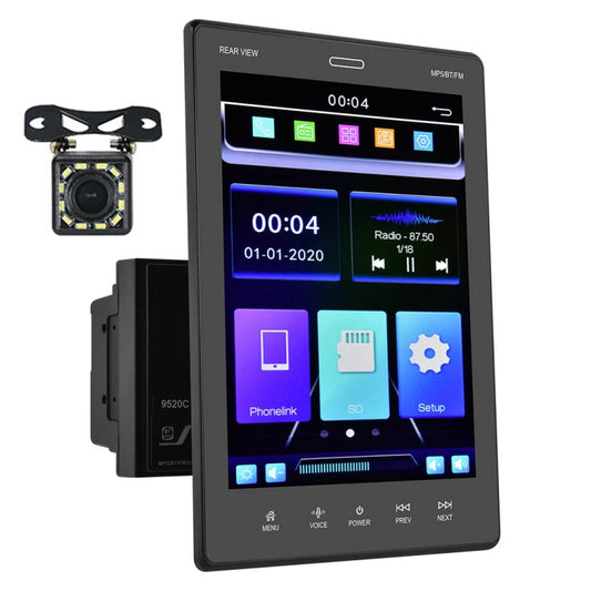 9520C Double Spindle 9.5 inch Vertical Screen Car MP5 Player, Style: Standard+12 Light Camera - Car MP3 & MP4 & MP5 by PMC Jewellery | Online Shopping South Africa | PMC Jewellery | Buy Now Pay Later Mobicred