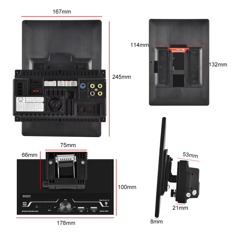 9520C Double Spindle 9.5 inch Vertical Screen Car MP5 Player, Style: Standard+AHD Camera - Car MP3 & MP4 & MP5 by PMC TechLife | Online Shopping South Africa | PMC TechLife | Buy Now Pay Later Mobicred