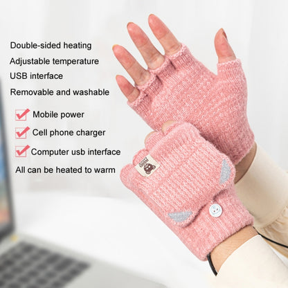 Winter Office USB Heating Warm Half Finger with Cover Gloves Heated Pad, Size: Free Size(Blue) - Safety Gloves by PMC Jewellery | Online Shopping South Africa | PMC Jewellery