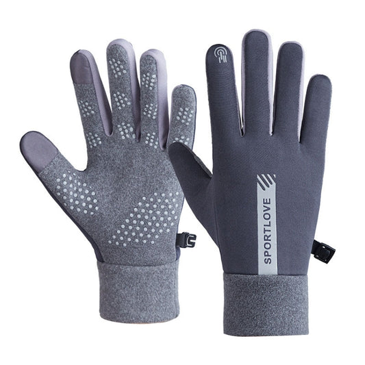 1 Pair Velvet and Thick Cycling Windproof and Cold Warm Gloves, Style: Male Version (Grey) - Safety Gloves by PMC Jewellery | Online Shopping South Africa | PMC Jewellery | Buy Now Pay Later Mobicred