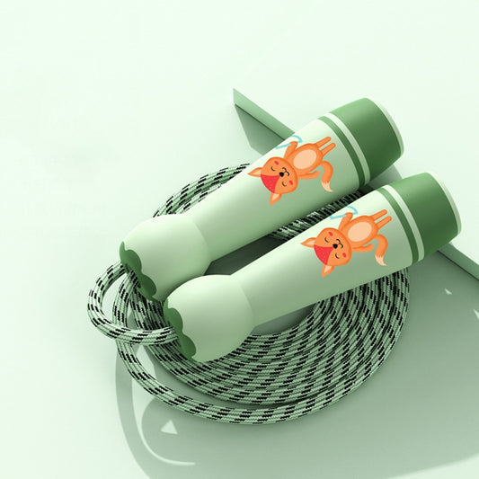 Wooden Handle Adjustable Jump Rope For Children Green Fox (Cotton Rope) - Sporting goods by PMC Jewellery | Online Shopping South Africa | PMC Jewellery | Buy Now Pay Later Mobicred