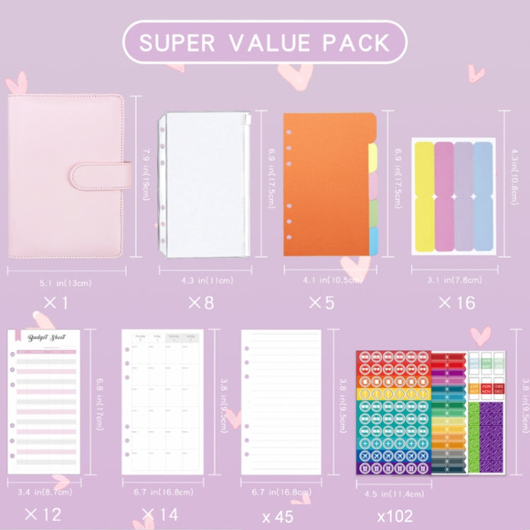 A6 Macaron PU Leather Loose-leaf Notebook Cash Budget Handbook(Blue) - free shipping - PMC TechLife - Order now!