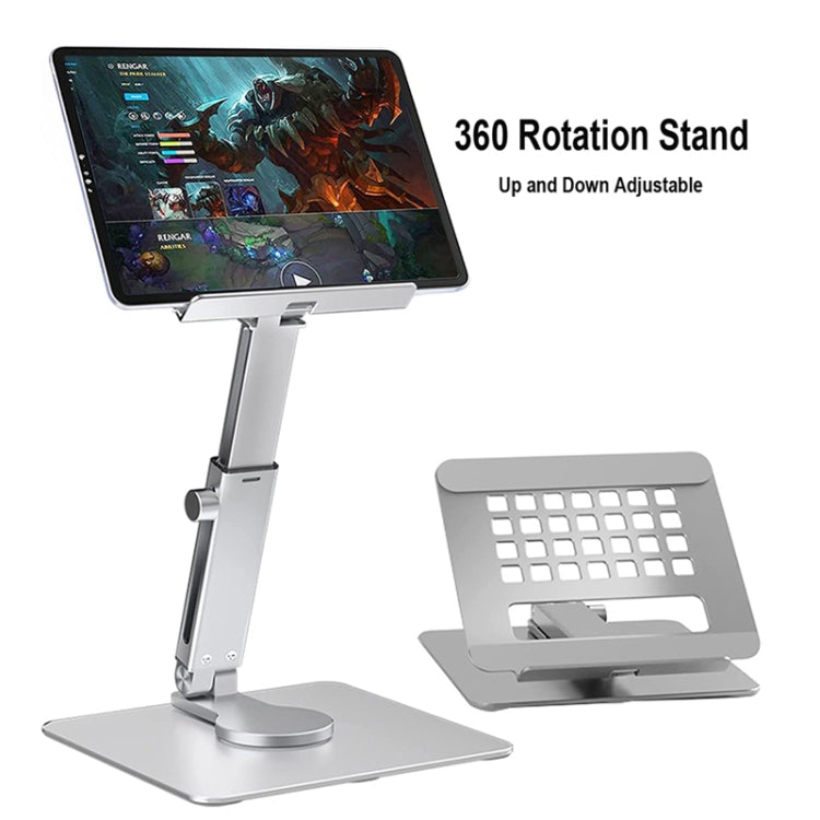 JUNDNE H06 Desktop Folding Phone Stand Portable Telescopic Rotary Tablet Stand(Silver) - Laptop Stand by JUNDNE | Online Shopping South Africa | PMC Jewellery | Buy Now Pay Later Mobicred