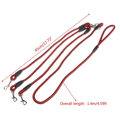 140cm 3 In 1 Leash Multi-head Dog Walking Rope(Red) - Leashes & Chest Strap by PMC Jewellery | Online Shopping South Africa | PMC Jewellery