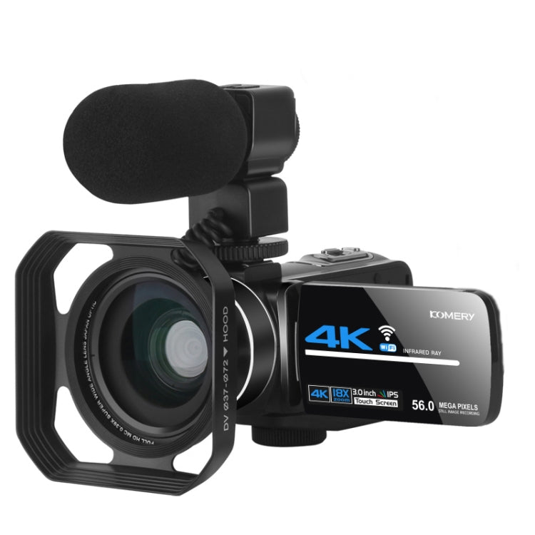 KOMERY  AF2 5600PX 18X Zoom 4K Digital Video Camera With Hood + Microphone + Wide-angle Lens - Video Cameras by PMC Jewellery | Online Shopping South Africa | PMC Jewellery | Buy Now Pay Later Mobicred