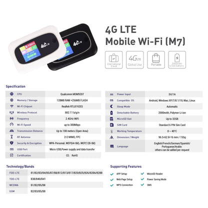 M7 4G WIFI Mobile Card Router Color Random Delivery, Style: Full Frequency International Edition - Wireless Routers by PMC Jewellery | Online Shopping South Africa | PMC Jewellery | Buy Now Pay Later Mobicred