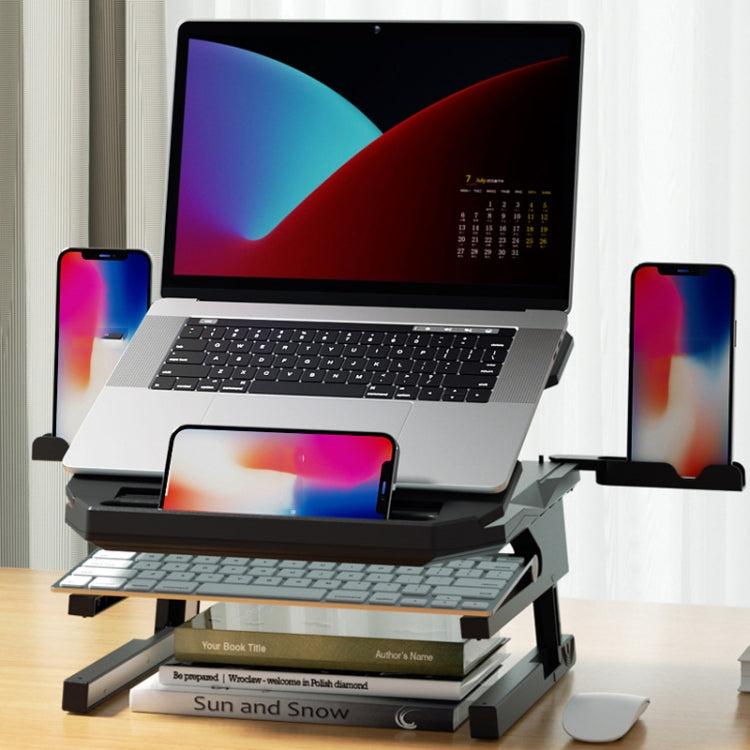Double Layer Foldable Lift Laptop Stand  Aluminum Computer Heightening Bracket(Black) - Laptop Stand by PMC Jewellery | Online Shopping South Africa | PMC Jewellery | Buy Now Pay Later Mobicred