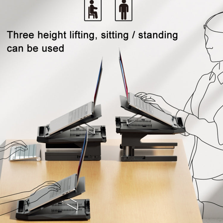 Double Layer Foldable Lift Laptop Stand  Aluminum Computer Heightening Bracket(Black) - Laptop Stand by PMC Jewellery | Online Shopping South Africa | PMC Jewellery | Buy Now Pay Later Mobicred