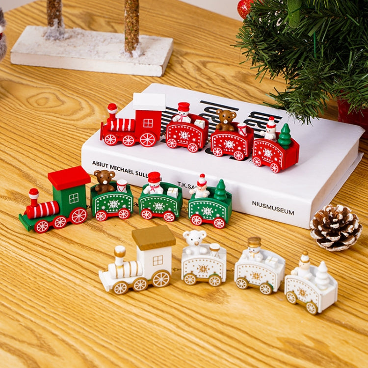 Christmas Decoration Wooden Train Kindergarten Christmas Festival Gift(Green 4 Section) - Ornaments by PMC Jewellery | Online Shopping South Africa | PMC Jewellery