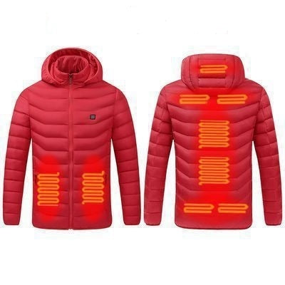 9 Zone Red USB Winter Electric Heated Jacket Warm Thermal Jacket, Size: M - Down Jackets by PMC Jewellery | Online Shopping South Africa | PMC Jewellery